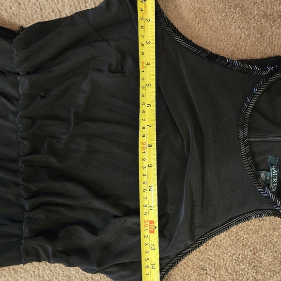 LAUREN RALPH LAUREN Women's Black Beaded-trim Blouson Evening Gown Dress - Picture 9 of 15